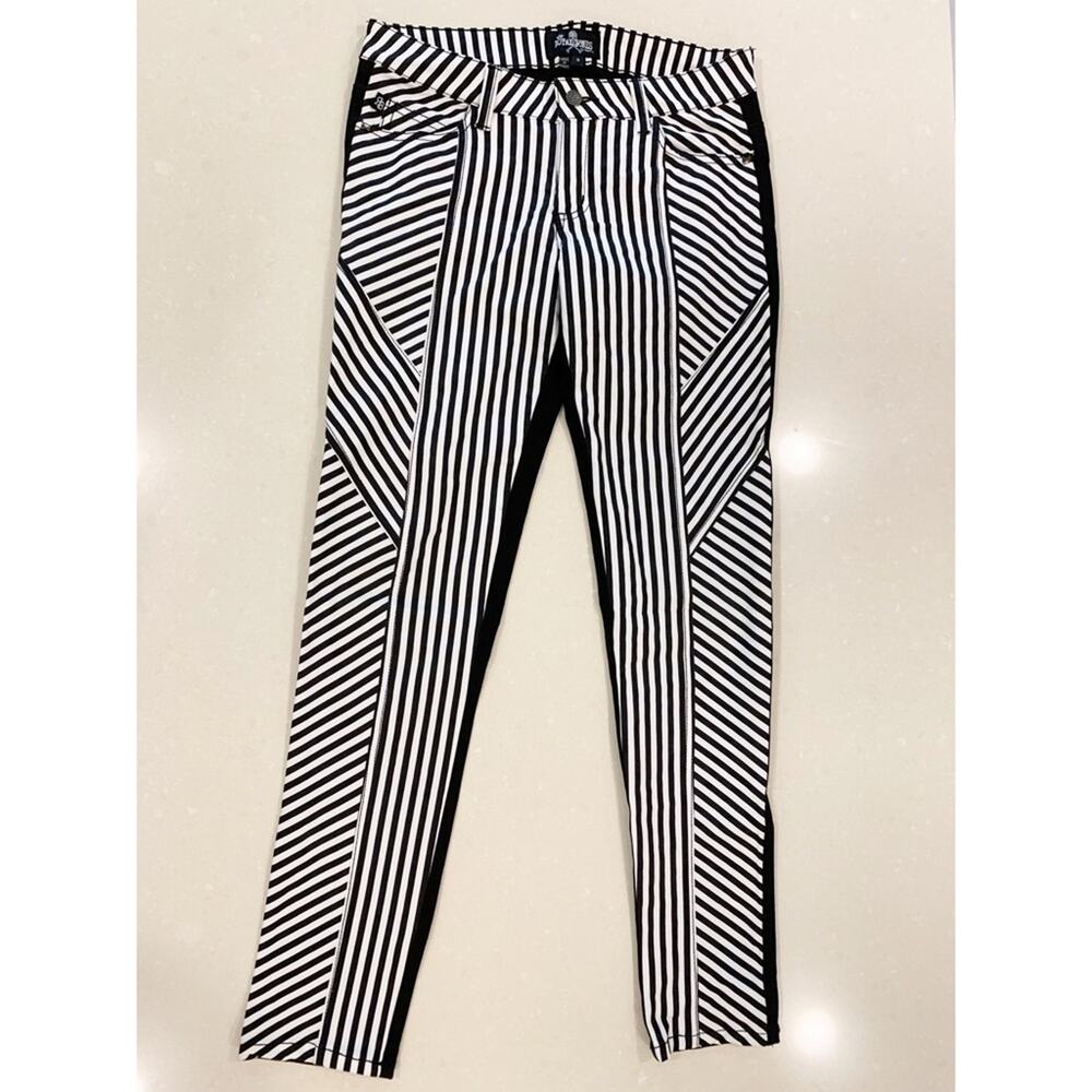 Royal Bones by Daang Tripp NYC Black White Striped Jeans 9